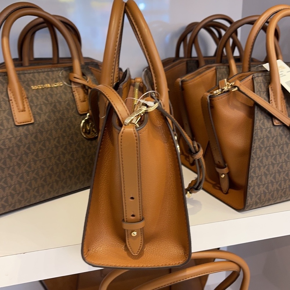 Michael Kors Avril Small Top Zip Satchel Shoulder Bag Color Brown - Picture 13 of 16